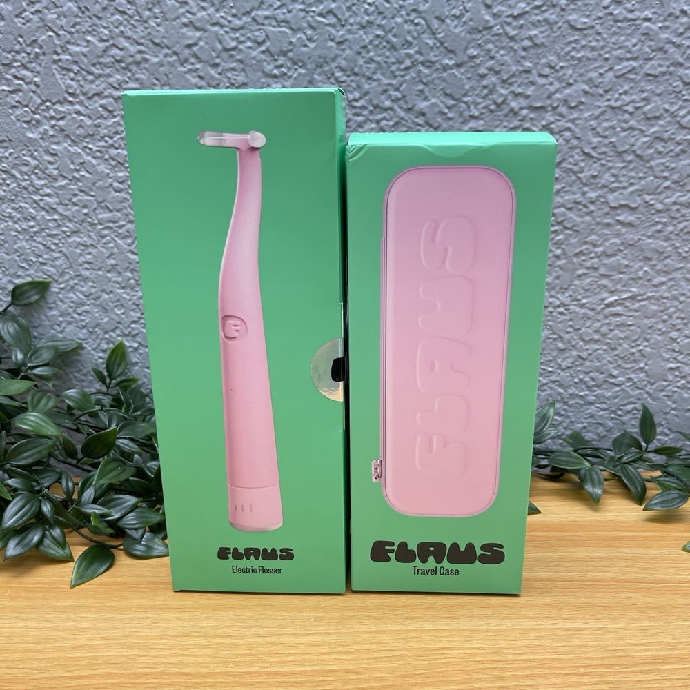 Pink Flaus Electric Flosser Starter Kit & Travel Case Pink New In Box Sealed